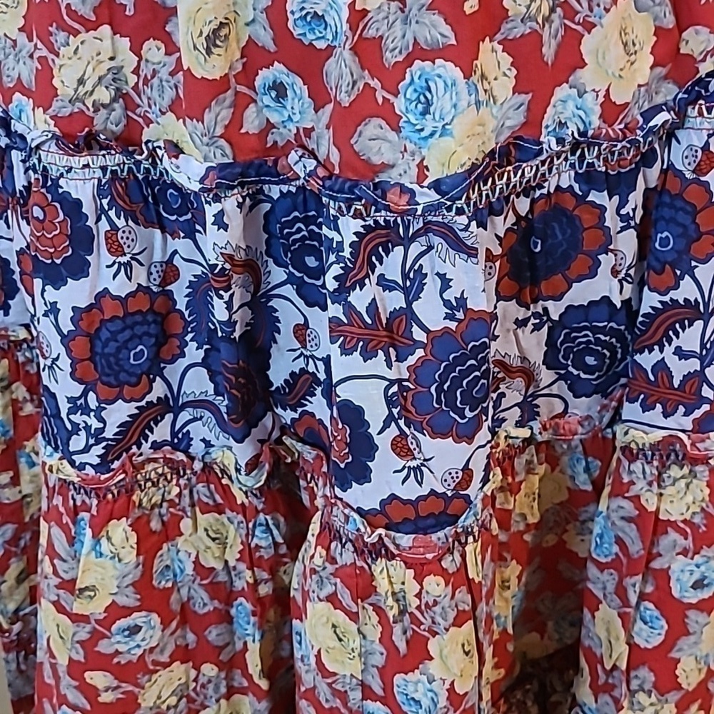 BOHEMIAN Tiered Floral Print Flowy Swing Skirt, Frida Kahlo Vibes, Size Small - Picture 5 of 12
